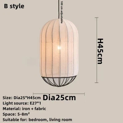 Japanese Lantern Lamp Modern Fabric Pendant Lamp For Living Room Homestays Corridors Staircase Decorative LED Cloth Hanging Lamp