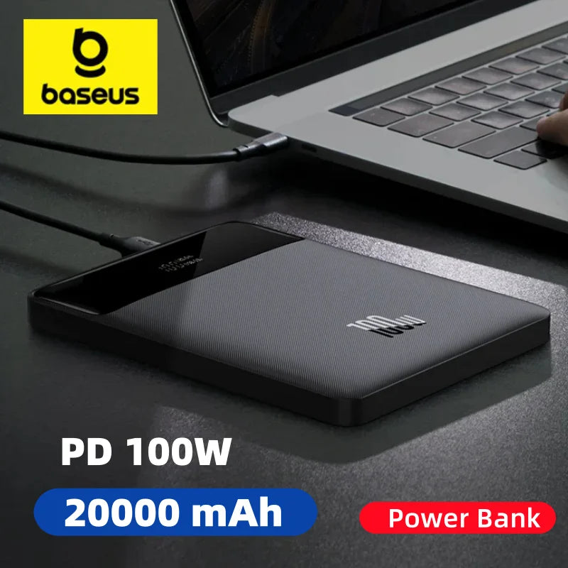 Baseus 100W Power Bank 20000mAh Type C PD Fast Charging Powerbank Portable External Battery USB Quick Charge For Macbook Laptop