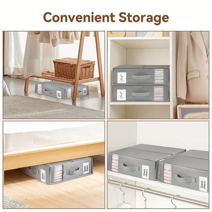 Bed Sheets Set Organizers Storage Linen Fabric Closet Organizers with Window Folding Bedding Storage Box for Pillow Organizer