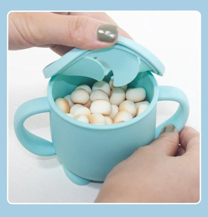 Kids Cup Silicone Food Storage Box Solid Color Baby Sippy Cup Portable Children Snacks Container with Lid Scale BPA Free 200ml