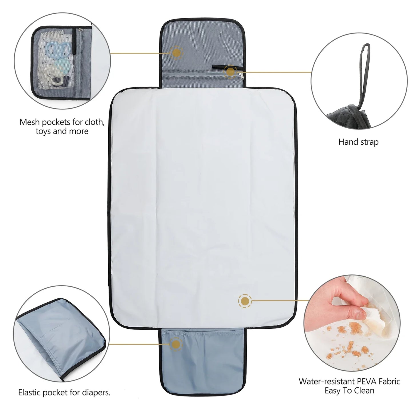 Portable Multifunction Foldable Waterproof Changing Pad Newborn Baby Diaper Changing Mat Changing Pads