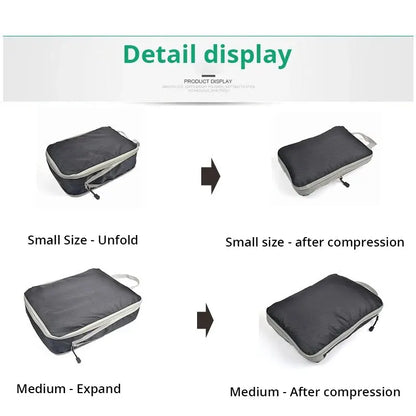 3Pcs/set Black/Blue/Grey Compressible Travel Storage Bag Portable Large Capacity Storage Bag Suitcase Luggage Packing Cubes