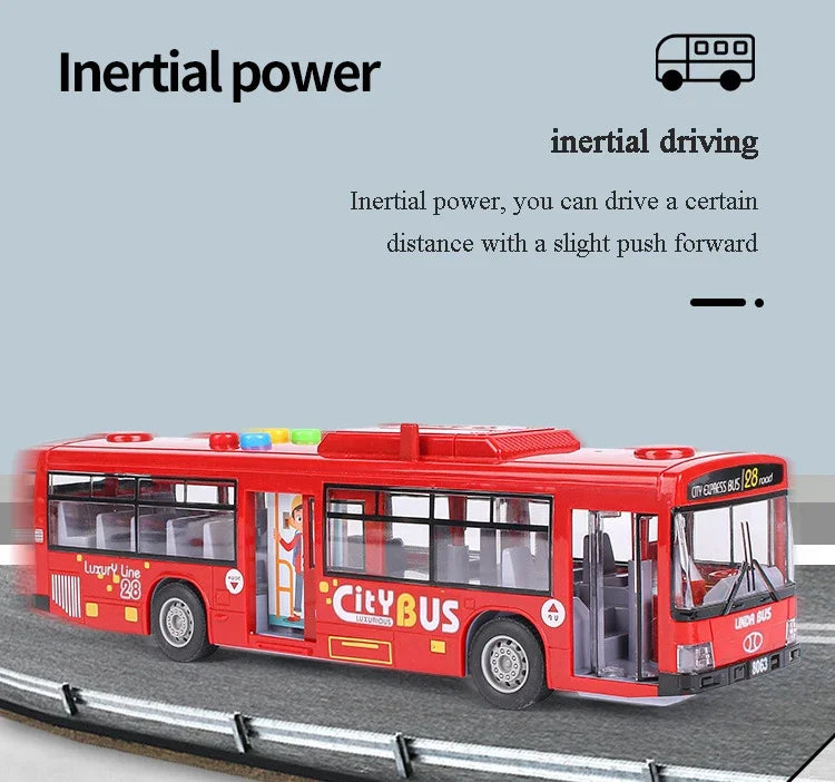 High Quality Simulation Bus Large Size Drop-resistant Light Music Inertia Bus Model Pull Back Car Educational Toys Gifts