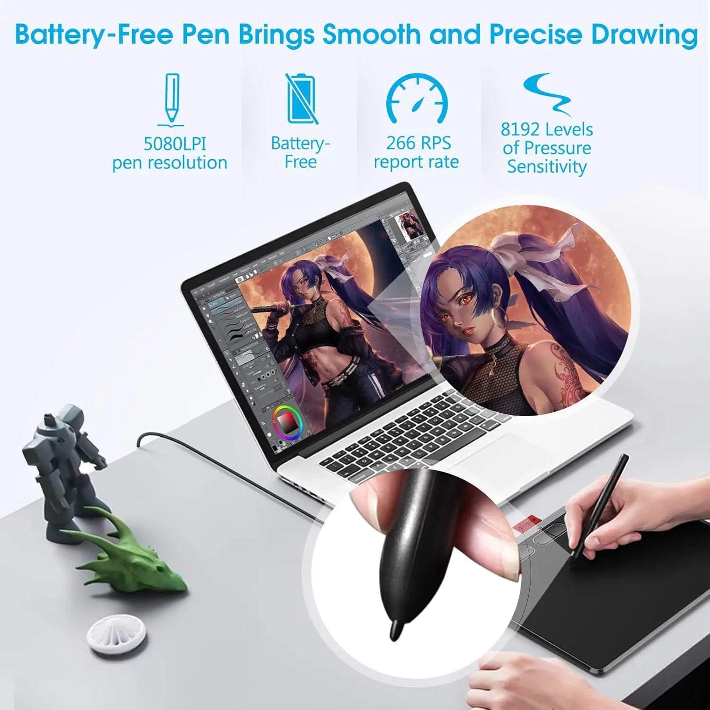 Drawing board, digital tablet computer, HavaPen ap906 9 x 5 inch artistic drawing digital tablet computer with battery-free pen