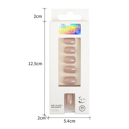 Short Full Press on Nails 24 Pcs False Nails Set Stick on Nails High Quality Reusable Fake Nails Solid Color Design Nail Art