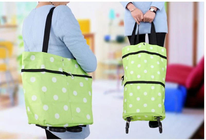 Portable Folding Reusable Shopping Bags Small Pull Cart Buy Shopping Trolley Bag With Wheels Fruit Vegetables Bag Food Organizer
