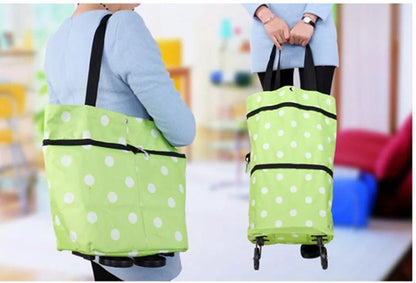Portable Folding Reusable Shopping Bags Small Pull Cart Buy Shopping Trolley Bag With Wheels Fruit Vegetables Bag Food Organizer