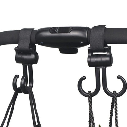 Double Hook Baby Stroller Hanger 360-degree Rotation Adjustment Cart Hook and Loop Fastener Stroller Accessories