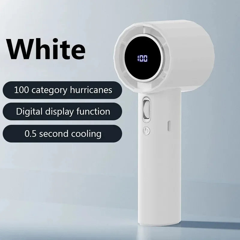 Mini Handheld Fan Portable Personal Highspeed Fan With Power Display USB Rechargeable Mute Handheld Fan Air Calculating Fan