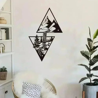 Mountain Wall Art: Mountain Waterfall Metal Wall Art Ornaments for Home Decoration,Including Metal Wall Art and Hanging Wall Art