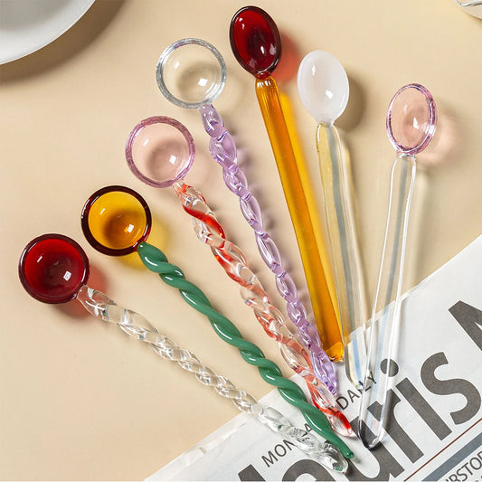 Crystal Spoon Glass Tea Spoon Creative Coffee Spoon Dessert Cake Spoon Tableware Milk Coffee Stirring Spoon Kitchen Dinnerware