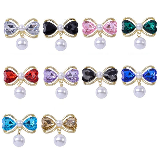 10pcs Sweet hair accessories hair rope alloy diy accessories hollow heart bow pearl pendant jewelry accessories