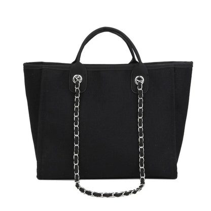 Women Tote Bags Fashion Canvas Large Capacity Handbag Casual Chains Shoulder Bags Ladies Big Messenger Bag Shopping Bag