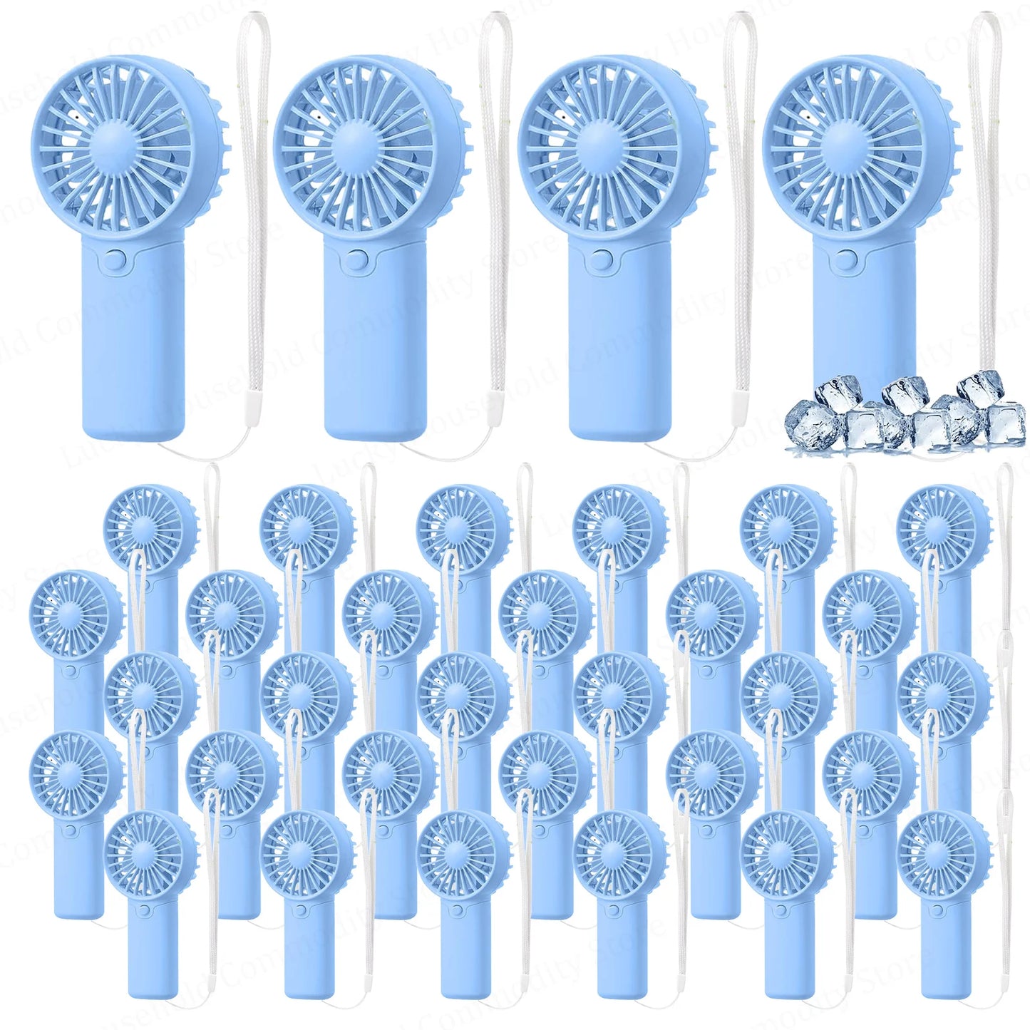 12-120PCS Portable Handheld Fan Bulk Wedding Fans for Guest Mini Handheld Fan Battery Powered Fans with Thank You Cards