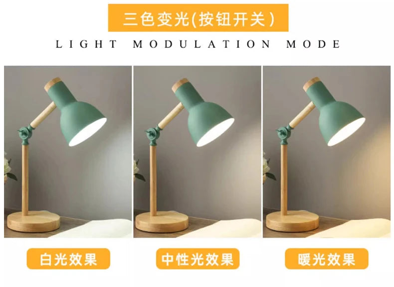Nordic Decorative Eye Protection Small Table Lamp Modern Simple Cute Exquisite Bedroom Desk Bedside Lamp Girl Macaron Wood Lamp