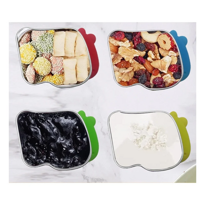 SOFT-304 Stainless Steel Snack Cup With Dinosaur Design And Silicone Lid For Secure Food Keeping