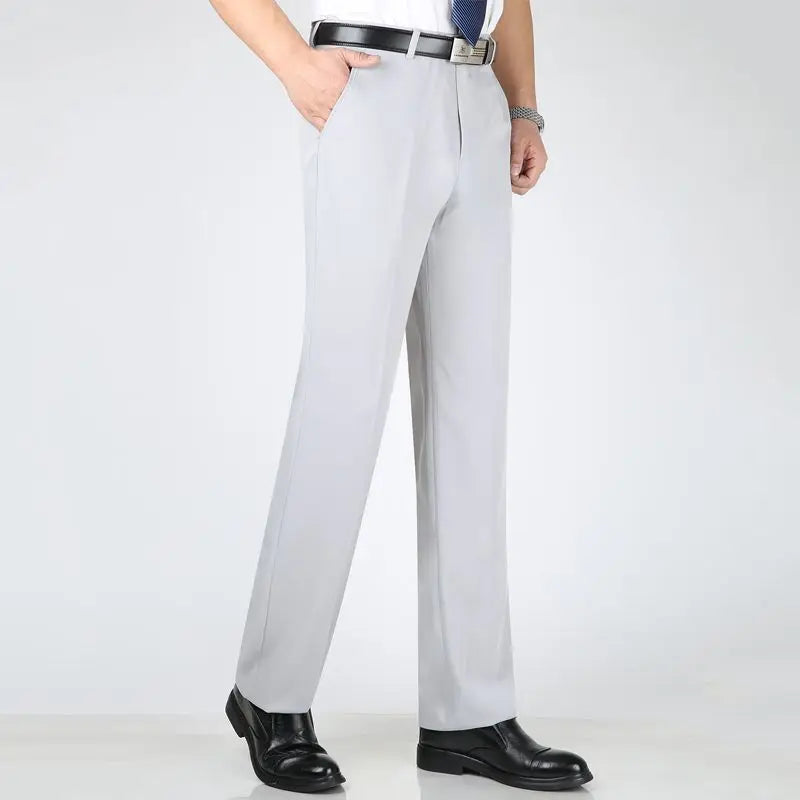 Work Man Suits Pants High Waist Baggy Office Trousers for Men Fluid Draped Wear Anti-wrinkle Chinese Homme Fabric Summer 2024 Up