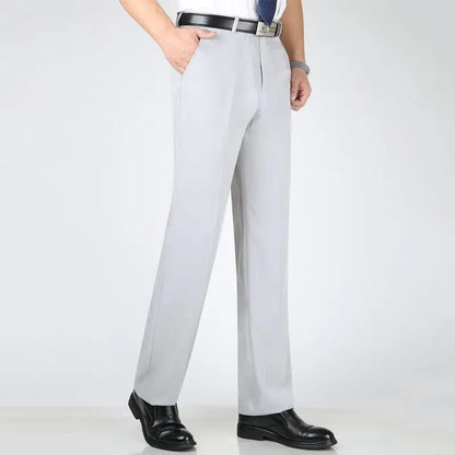 Work Man Suits Pants High Waist Baggy Office Trousers for Men Fluid Draped Wear Anti-wrinkle Chinese Homme Fabric Summer 2024 Up