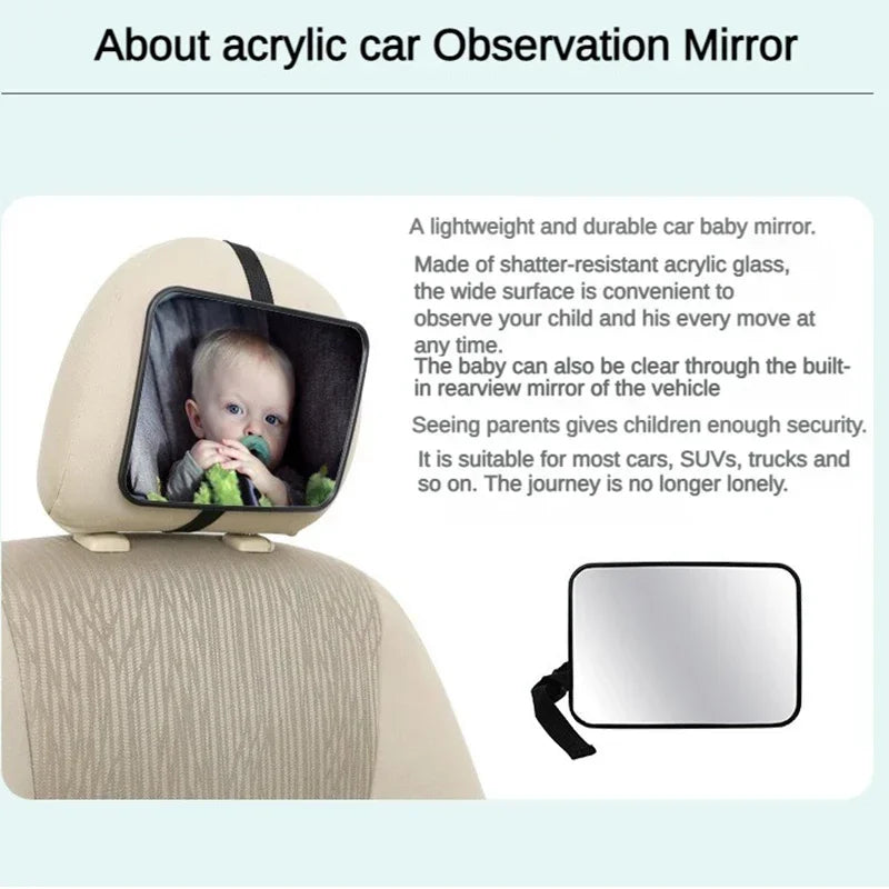 1PCS Adjustable Wide Car Rear Seat Mirror Baby/Child Seat Car Safety Mirror Monitor Square Safety Car Baby Mirror Car Interior