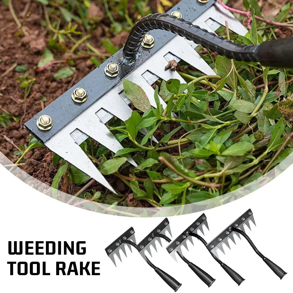 5/6/7/8 Teeth Agricultural Rake Soil Loosening Weeding Tool Manganese Steel Garden Weeding Rake Multi-use Agricultural Straw Hoe
