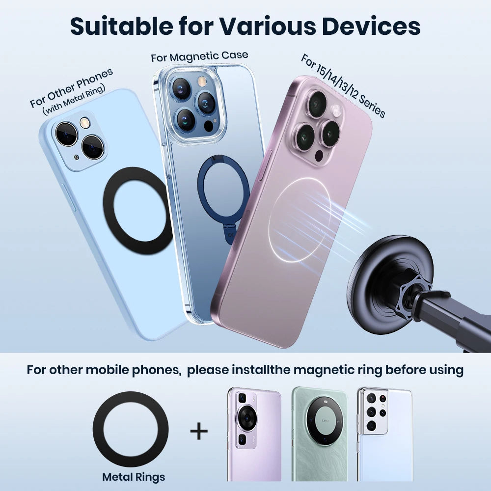 TOPK Car Phone Holder MagSafe Magnetic Mount [Strong Magnet] Dashboard Car Stand For iPhone 15 Pro Universal Magnetic Car Mount