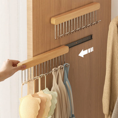 8/12 Hooks Retractable Wood Clothes Hanger Multi-functional Bra Storage Hanger Wall-mounted Wardrobe Hanger Clothes Organizer
