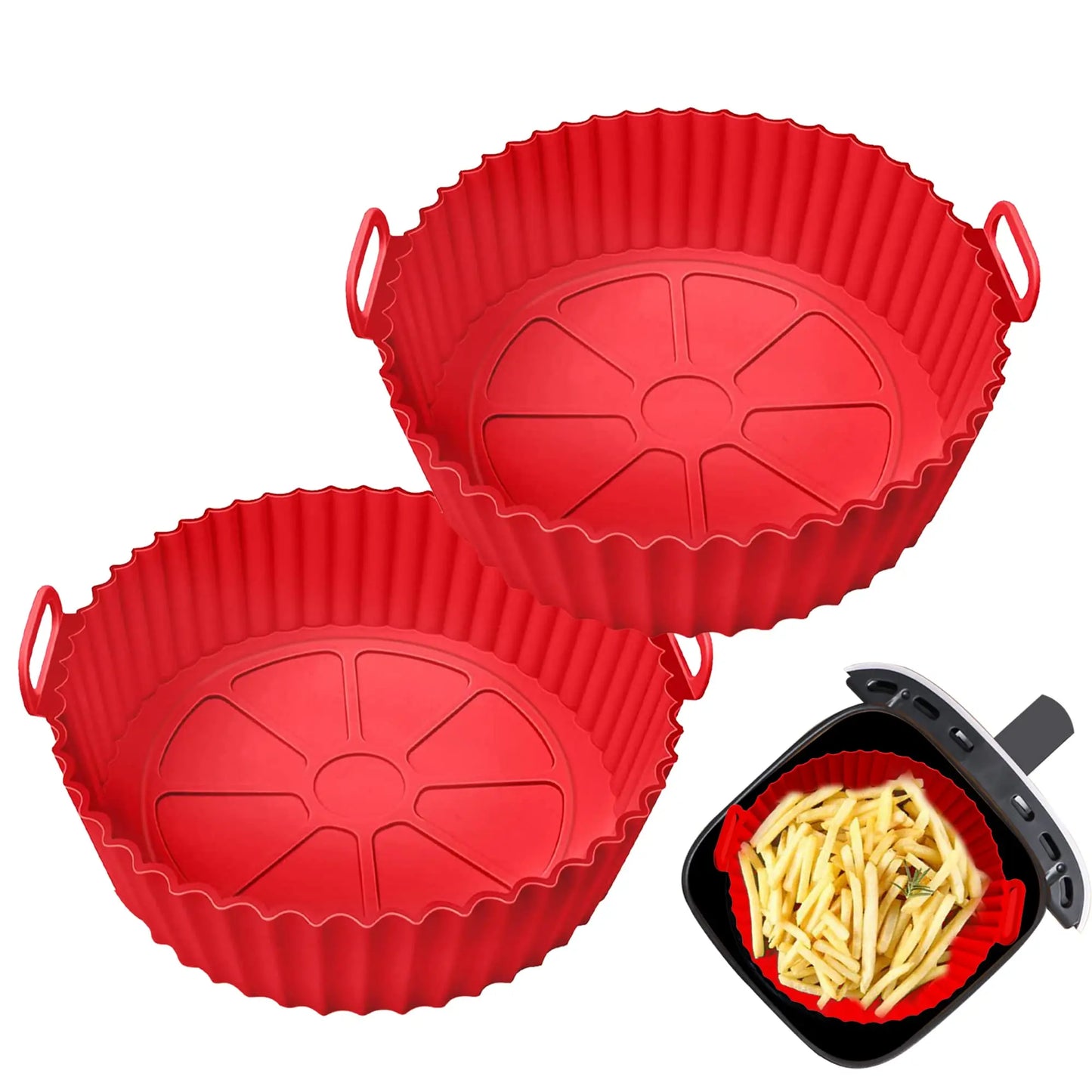 Air Fryer Silicone Liners Air Fryer Silicone Pot Reusable Silicone Air Fryer Liners Food Safe Non Stick Air Fryer Basket Accesso