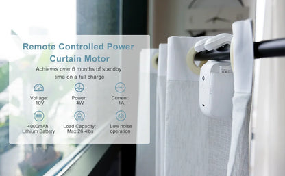 Smart Automatic Curtain Opener-Remote Control With App/Timer/Voice,Upgraded High-Performance Motor(For Roman Rod/T/U Track 3in1)