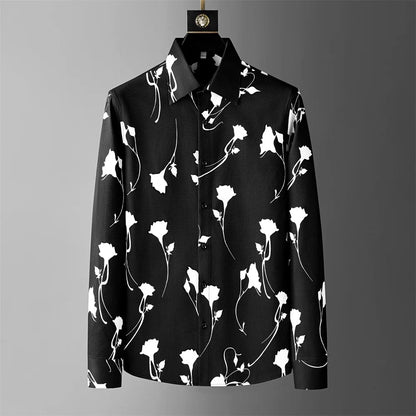 Luxury Printed Shirt Men's Long Sleeve Slim Casual Shirt High Quality Fashionable Popular Korean Extra Large Size Men's XS-6XL