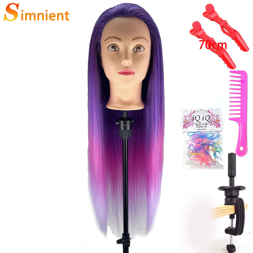 70Cm 100% High Temperature Fiber Blonde Hair Mannequin Head Training Head For Hairstyles Braid Hairdressing Manikin Doll Head