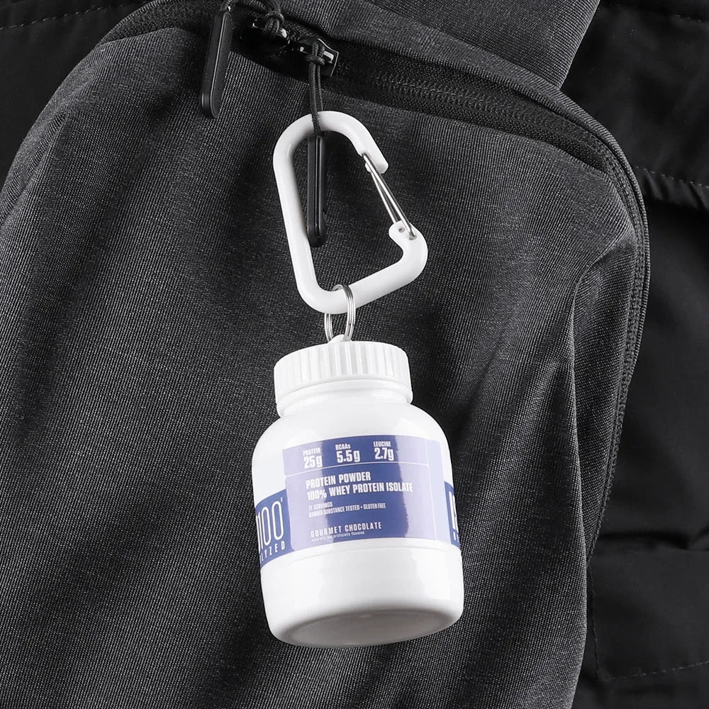 Mini Portable Protein Powder Bottles with Keychain Health Funnel Medicine Bottle Small Water Cup Outdoor Sport Storage