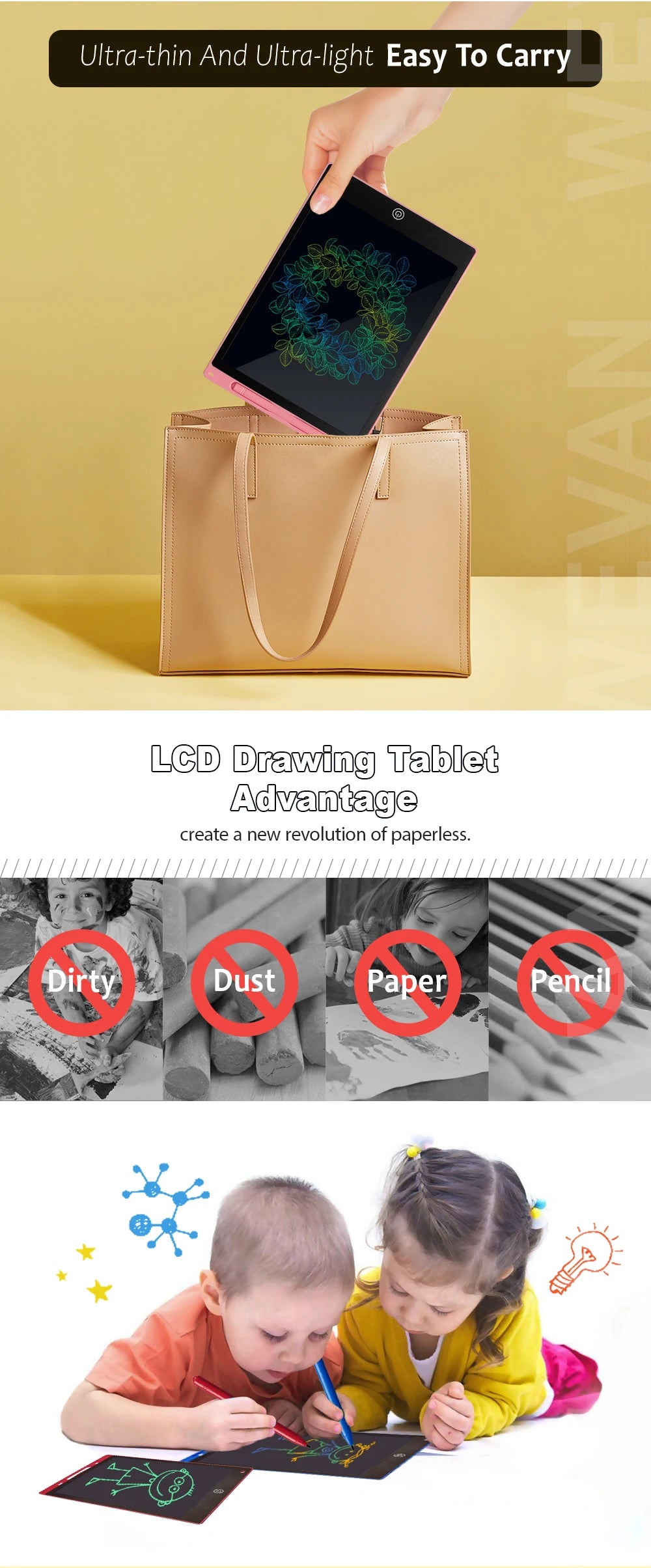 Drawing Tablet 8.5" LCD Colorful Writing Tablet Electronics Graphic Board Ultra-thin Portable Handwriting Pads Kids Gifts