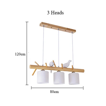 Decorative Nordic Pendant Lights Glass Hanging Lamp Dining Kids Room Restaurant Creative Animal Birds Pendant Lamp Wood Lighting