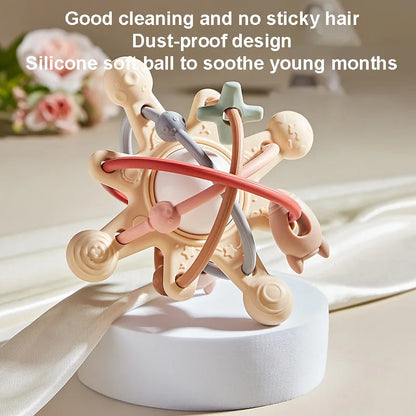 Baby Silicone Hand Catching Ball Baby Chewing Teether Toy Hand Bell 0-12 Months Newborn Sensory Educational Toys Infant Gift