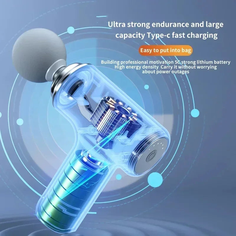 NEW Portable AI Fascial Massage Gun Electric Percussion Massager Body Relaxation With 4 Replaceable Massage Head LED Night Light