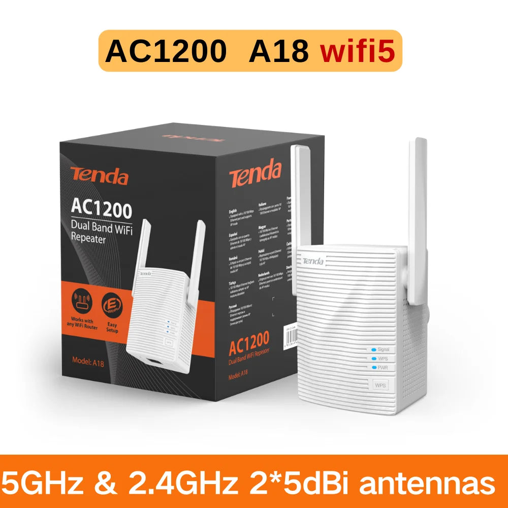 Tenda Wi-Fi 6 Range Extender AX1500 A23 2.4G&5GHz Dual Band Signal Expansion Repeater 2*5dBi antennas With Gigabit Ethernet port