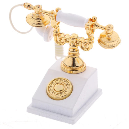 1Pc 1:12 Dollhouse Miniature Phone Model Retro Rotary Telephone for Doll Decor
