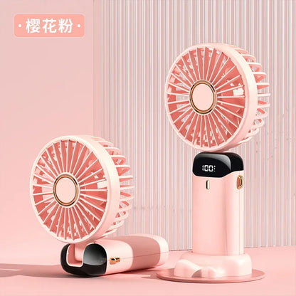 Handheld Fan with Digital Display, Foldable Fan Neck Hanging Fan, USB Charging Mini Fan Suitable for Outdoor Use in Offices