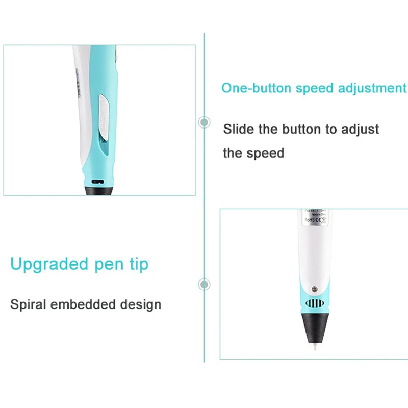 3D Pen 3d Printing Pen DIY Drawing Pens PLA Filament With USB PU Travel Case Birthday Christmas Gift For Kids Children
