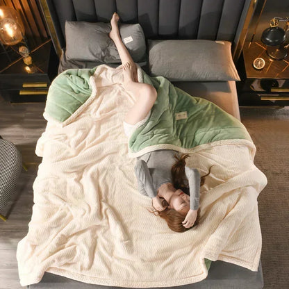 Milk Fleece Autumn Winter Warm Weighted Blankets for Beds European Thickened Beibei Velvet Throw Blanket Warmth Quilt Comforter