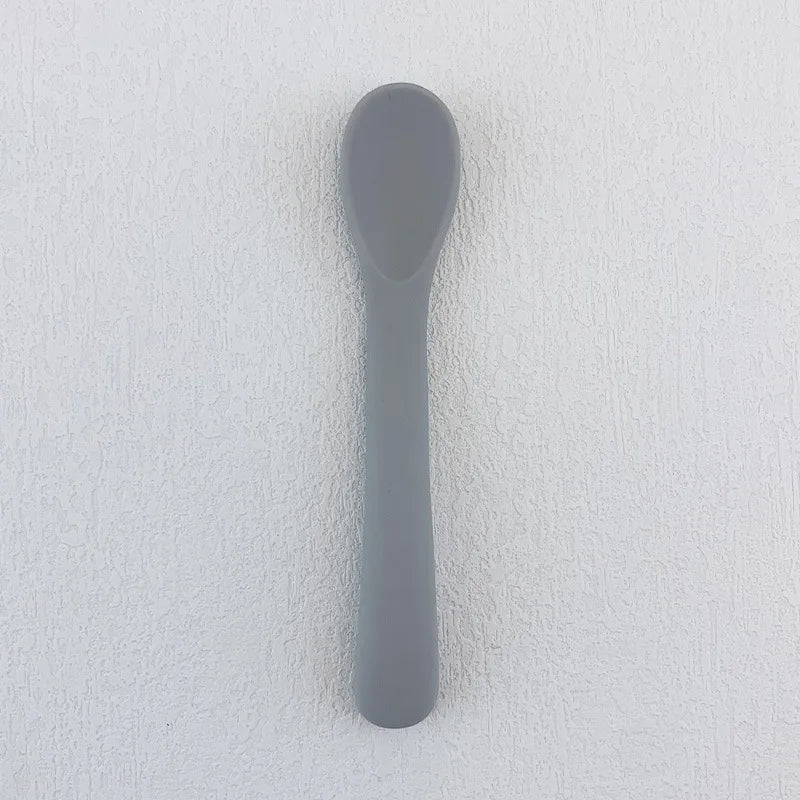 Baby Soft Silicone Spoon Food-grade Silicone Children's Supplementary Feeding Training Spoon Long-handle Silicone Feeding Spoon