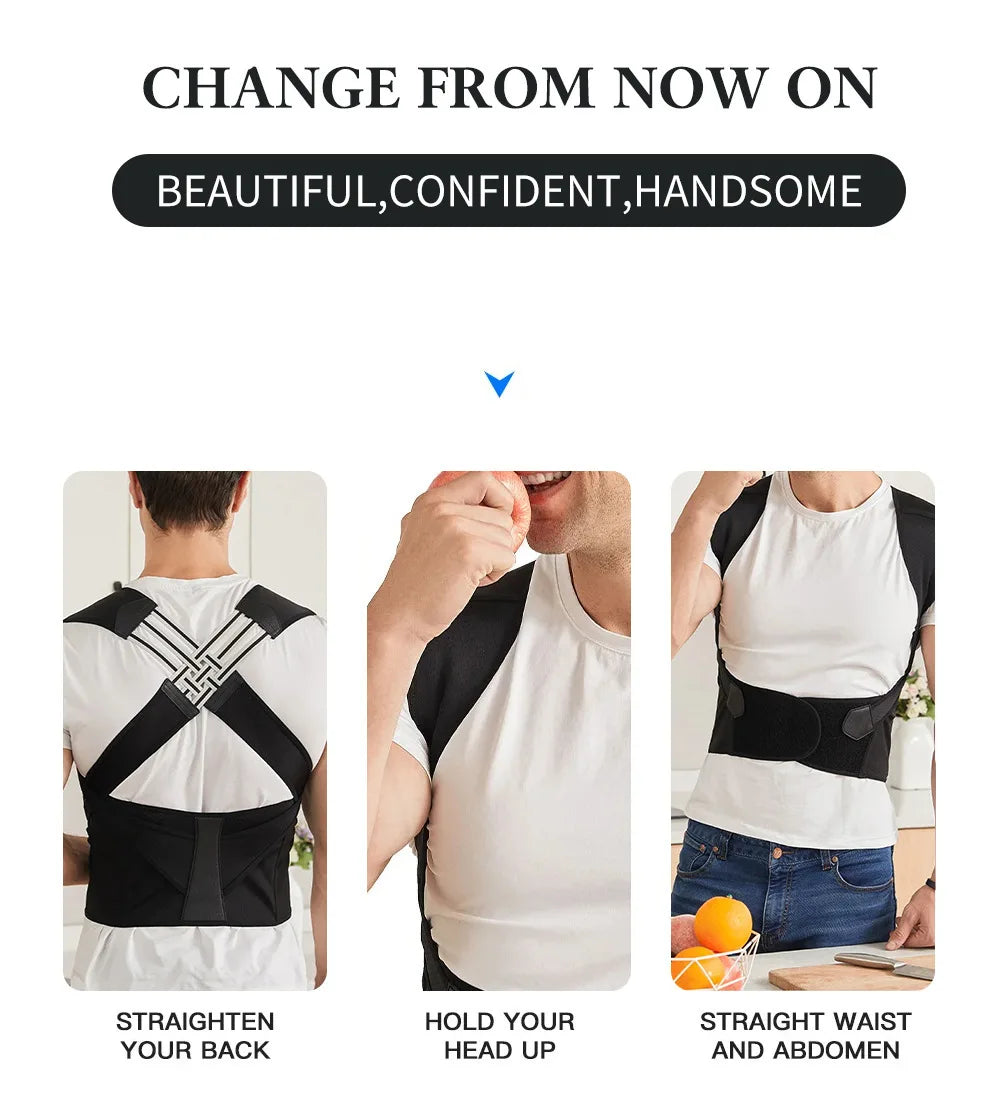 Back Brace Posture Corrector for Woman and Man Shoulder Straightener Adjustable Full Back Support Upper and Lower Pain Relief