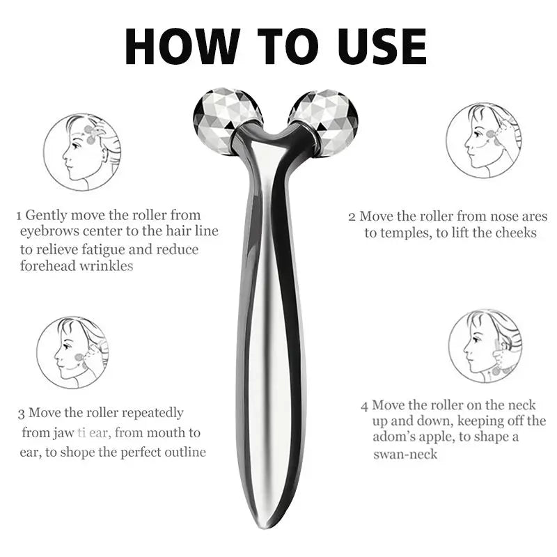 3D Y-shaped Facial Massage Roller 360° Rotating Face Lifting Firming Face Slimming Remover Facial Massager Skin Care Tool