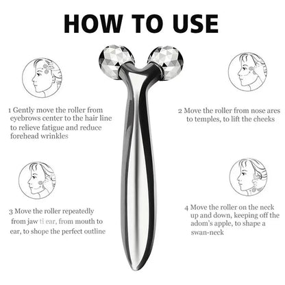 3D Y-shaped Facial Massage Roller 360° Rotating Face Lifting Firming Face Slimming Remover Facial Massager Skin Care Tool