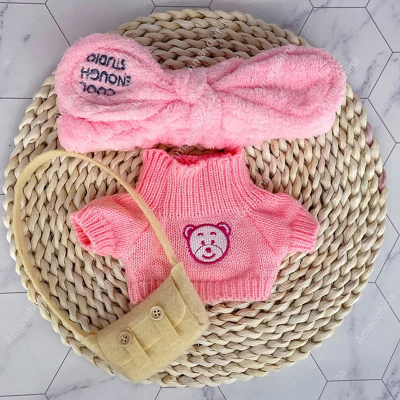 1set Clothes Suit Exquisite Soft Knitted Sweater DIY Accessories For 30cm Kawaii Yellow Duck Lalafanfan Plush Toys Stuffed Dolls