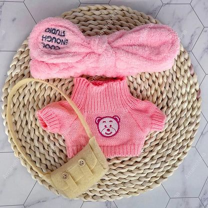 1set Clothes Suit Exquisite Soft Knitted Sweater DIY Accessories For 30cm Kawaii Yellow Duck Lalafanfan Plush Toys Stuffed Dolls