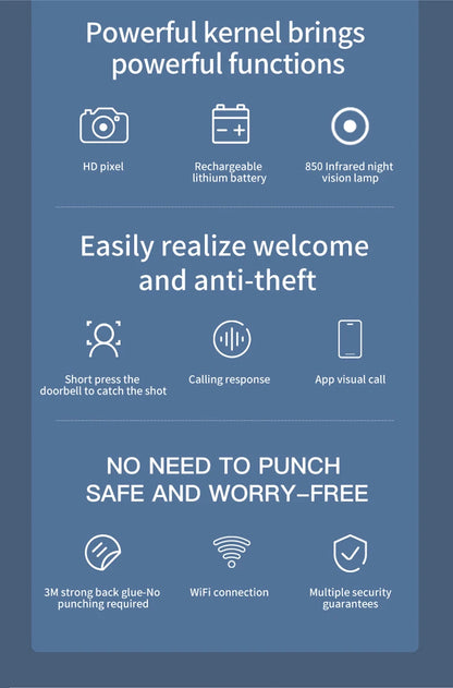 WIFI Video Doorbell Camera Night Vision HD Wireless Smart Home Security Battery Door Bell Two Way Intercom Voice Change For Home