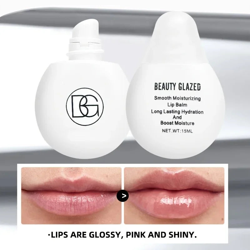 BEAUTY GLAZED Nourishing Lip Balm with Plant Squalane and Amino Acids, Natural Oil-Based, Long-Lasting Moisture Plant Squalane
