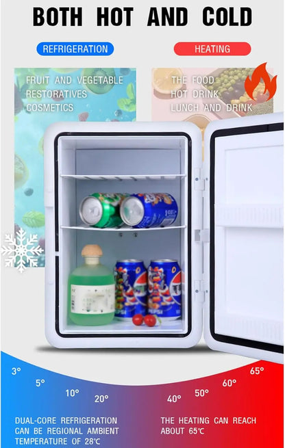25 L Mini Fridge, Car Refrigerator Portable Cooler & Warmer 110V/220V AC/12V DC Compact Small Refrigerator for Bedroom, Office