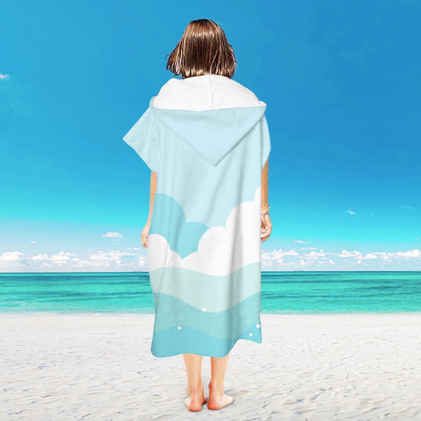 Beach Towel with Hood for Men and Women Hooded Towels Bath Robe for adult Quick Dry Lightweight Soft Microfiber Poncho Swim Robe